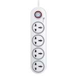 Syska EBS-0401A Plastic 240 Volts Essential 4-Socket Surge Protector with 2m Wire Length (White)